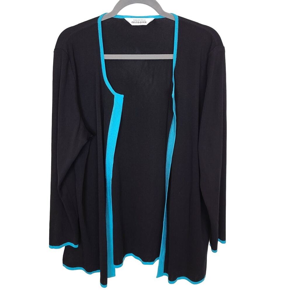Exclusively Misook Womens Open Front Cardigan Size L Career Corp Office Stretch